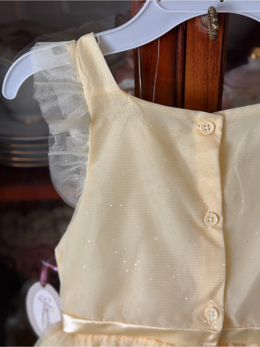 Yellow Floral Tulle Girls' Dress - Picture 8 of 16